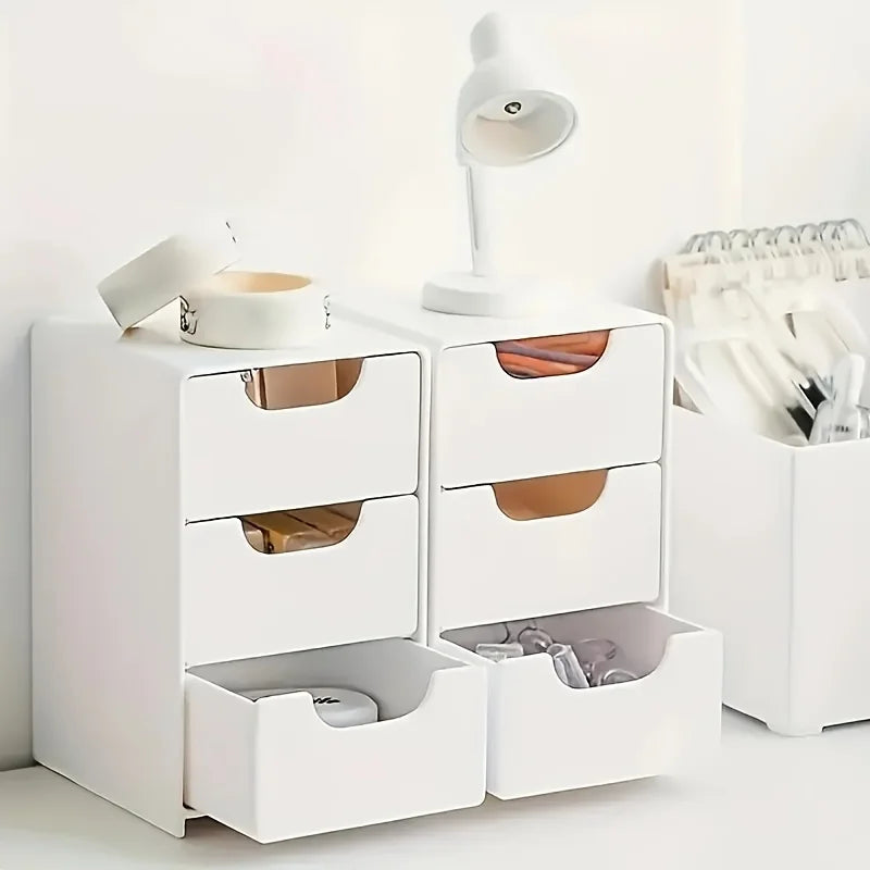 Chic 3-Tier Desk Organizer with Drawers - Ideal for Office Supplies, Jewelry & Cosmetics Storage - Portable Divider Box - im…