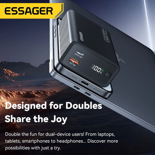 Essager Power Bank 20000mAh Portable PD 65W Fast Charging Mobile Phone External Battery Powerbank For IPhone17 16 15 Laptop…