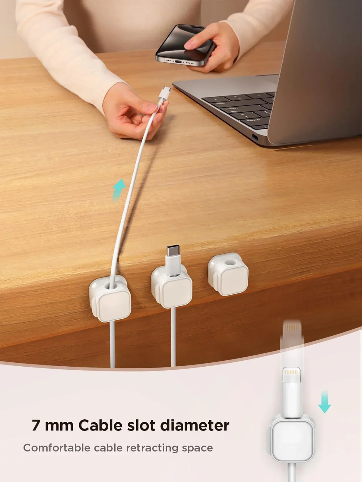 iLMH Non-magnetic Strong ​Cable Clips Adjustable Cord Holder, Adhesive Under Desk Mgmt Organizer, Home Office Car Wall Deskt…