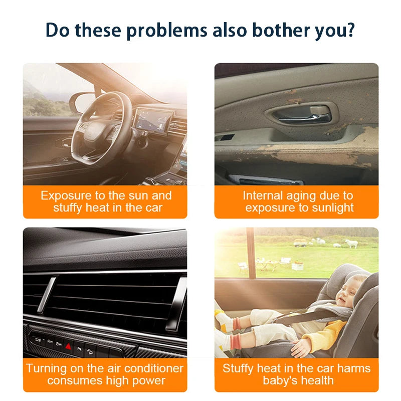 SEAMETAL Car Sun Shade Side Window Curtain Front Rear Window Sunshade Summer UV Blocking Suction Cup Car Sun Protection Curt…