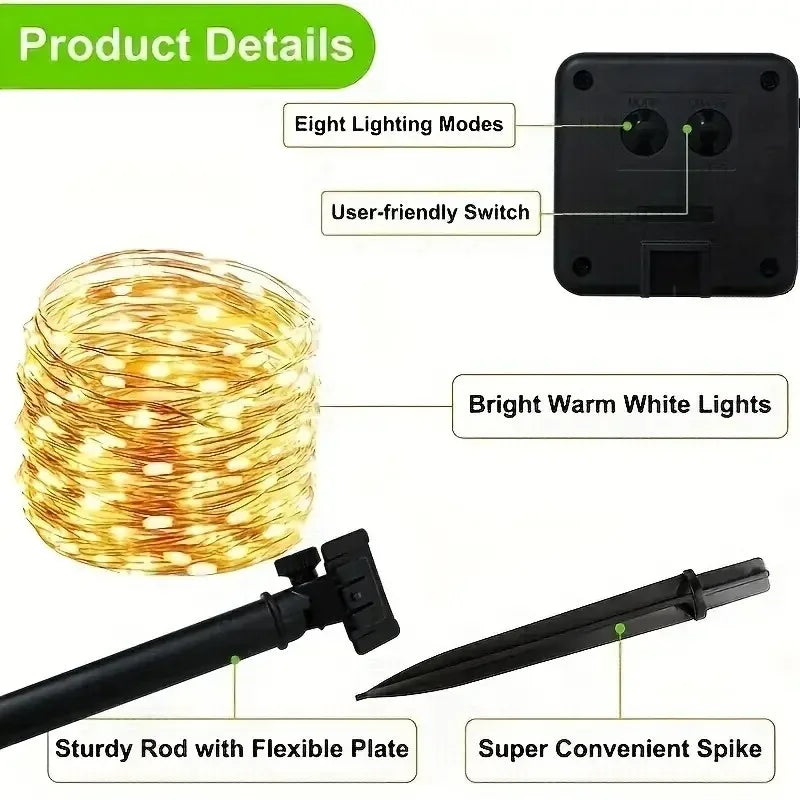 Fairy Lights Solar Garden Lights String Lights with 8 Modes Waterproof Wire Lights for Patio Yard Trees Christmas Party - im…
