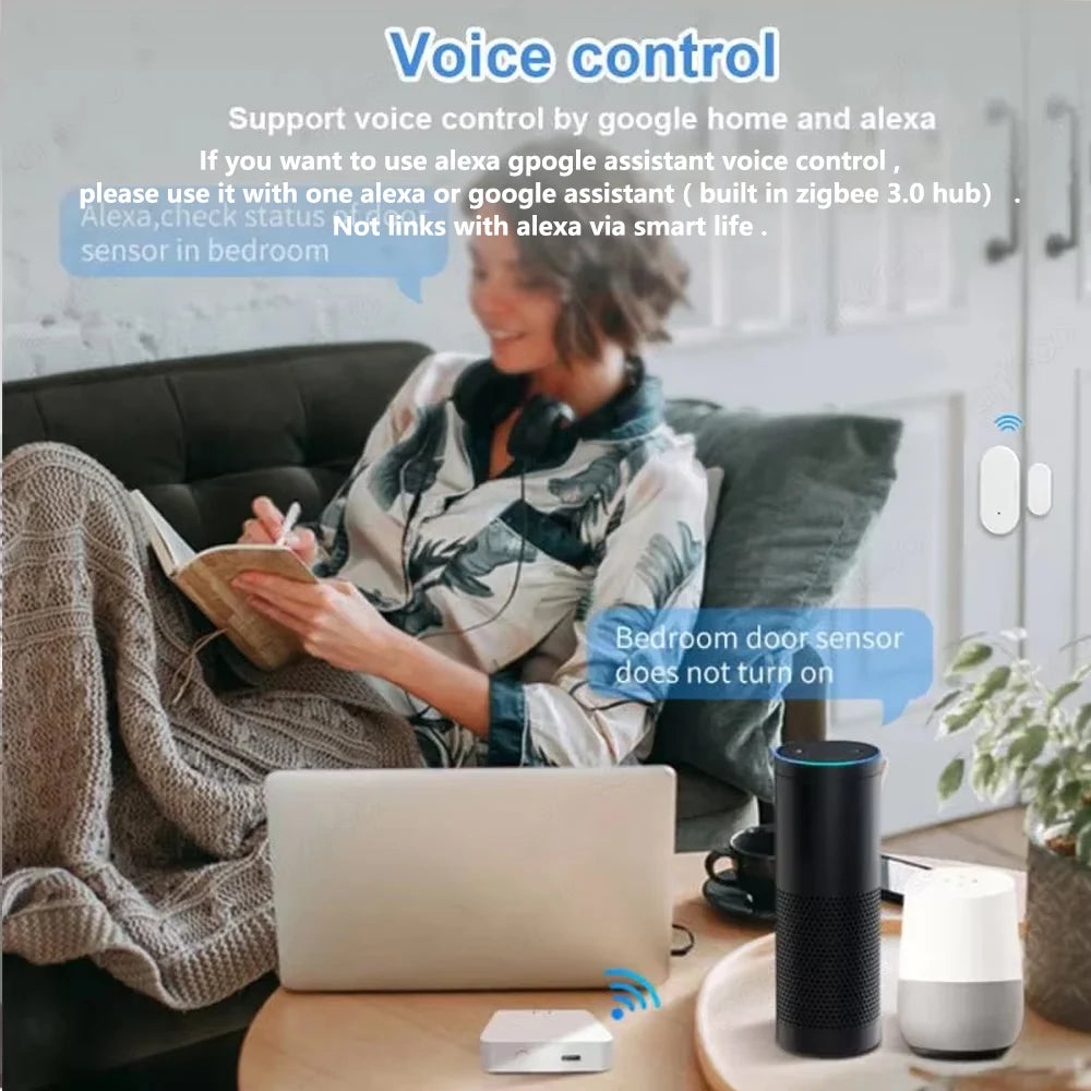 Zigbee Door Window Sensor Open Close Detector Smart Home Security Alarm Burglar Door Sensor Works With Alexa Home Assistant…