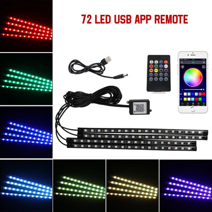Neon 36 48 72 LED Car Interior Ambient Foot Light Wireless Remote Music APP Control Auto RGB Atmosphere Decorative Lamp - im…