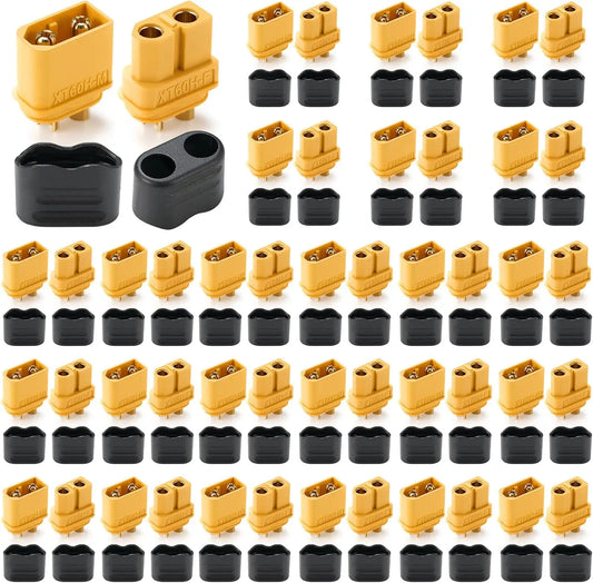 10 Pair XT60H (XT60 Upgrade) Connectors, XT60H Male Female Bullet Connectors Plugs with Sheath for Lithium Battery RC Planes…