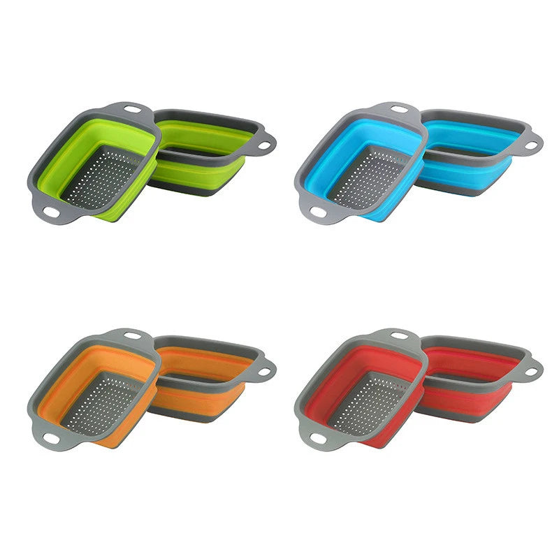 LMETJMA Square Collapsible Colander Silicone Kitchen Foldable Colander Food Vegetable Fruit Strainers Drainer JT39 - image 4