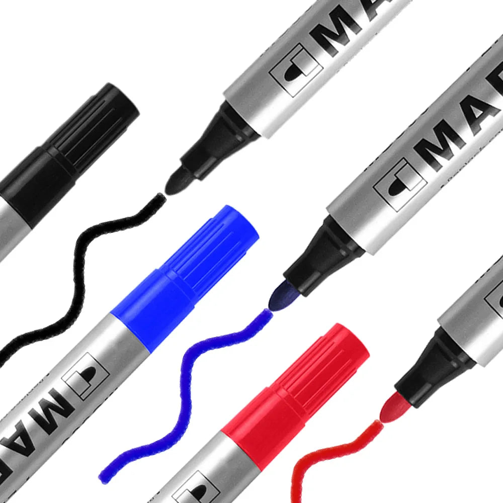 Permanent Paint Marker Pen Waterproof Black Pen for Tyre Oily Markers Quick Drying Signature Pen Stationery Supplies - image…
