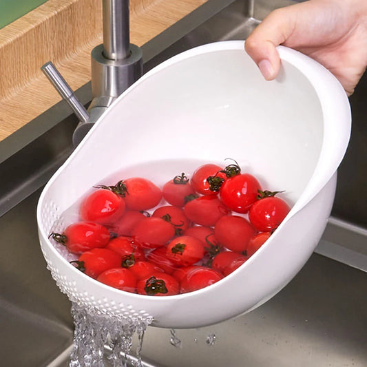 Rice Sieve Plastic Colander Kitchen Drain Basket with Handles Rice Bowl Strainer Basket Sink Drain Kitchen Tools