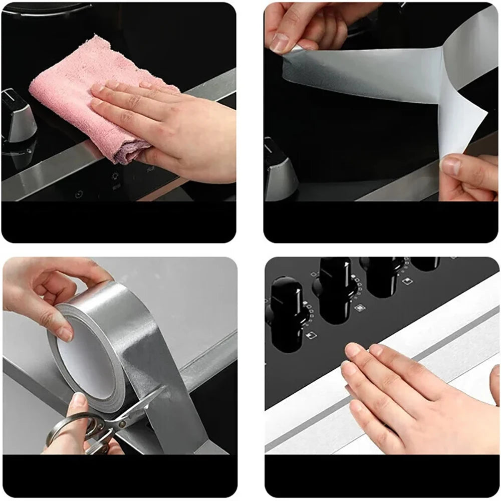 Aluminum Foil High-Temperature Tape Cooktop Self-Adhesive Greaseproof Anti-Mold Moisture-Proof Stickers For Countertops Kitc…