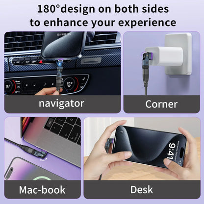 USLION 240W Type C Adapter USB-C to Type-C Fast Charging Cable Magnetic USB C Female Converter for Macbook iPhone 16 15 Xiao…