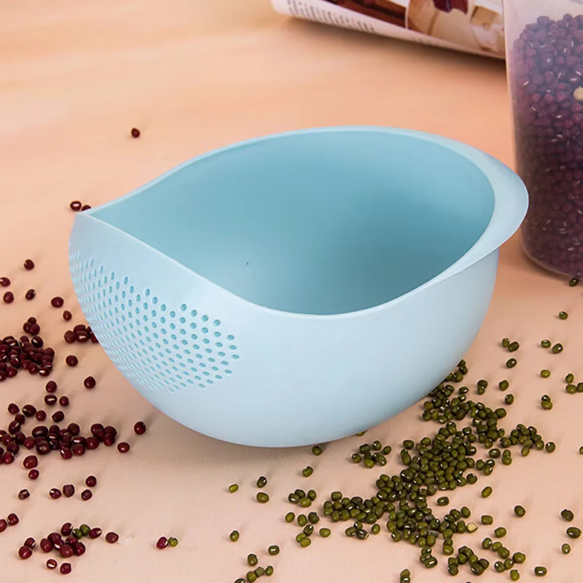 1PC-Silicone Colander Rice Bowl Drain Basket Fruit Bowl Washing Drain Basket with Handle Washing Basket Home Kitchen Organiz…