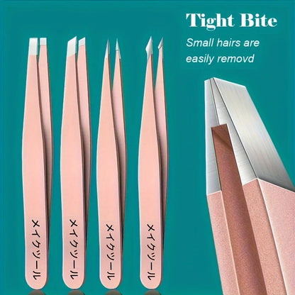 1/4pcs Set Professional Eyebrow Hair Removal Splinter Tweezers Set Perfect For Very Effortless and Relaxed to Remove - image…