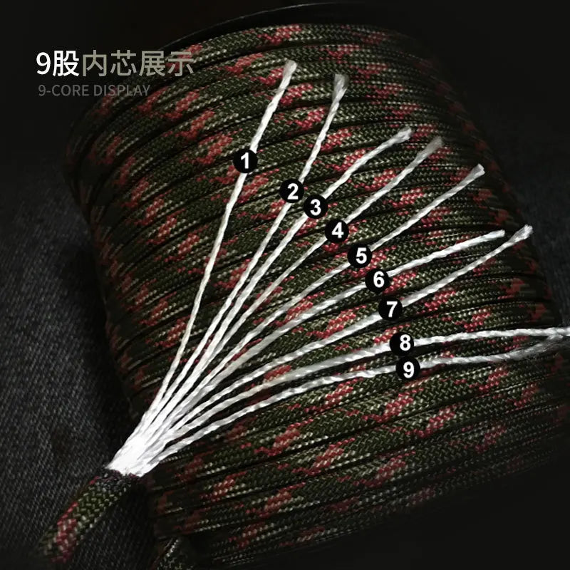 100M/50M 550 Military Standard 9-Core Paracord Rope 4mm Outdoor Parachute Cord Survival Umbrella Tent Lanyard Strap - image 2