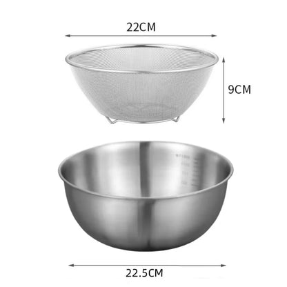 1-3 Stainless Steel Bowl Set with Scale for Cooking Baking Food Storage Large Capacity Mixing Bowls for Home Kitchen Essenti…