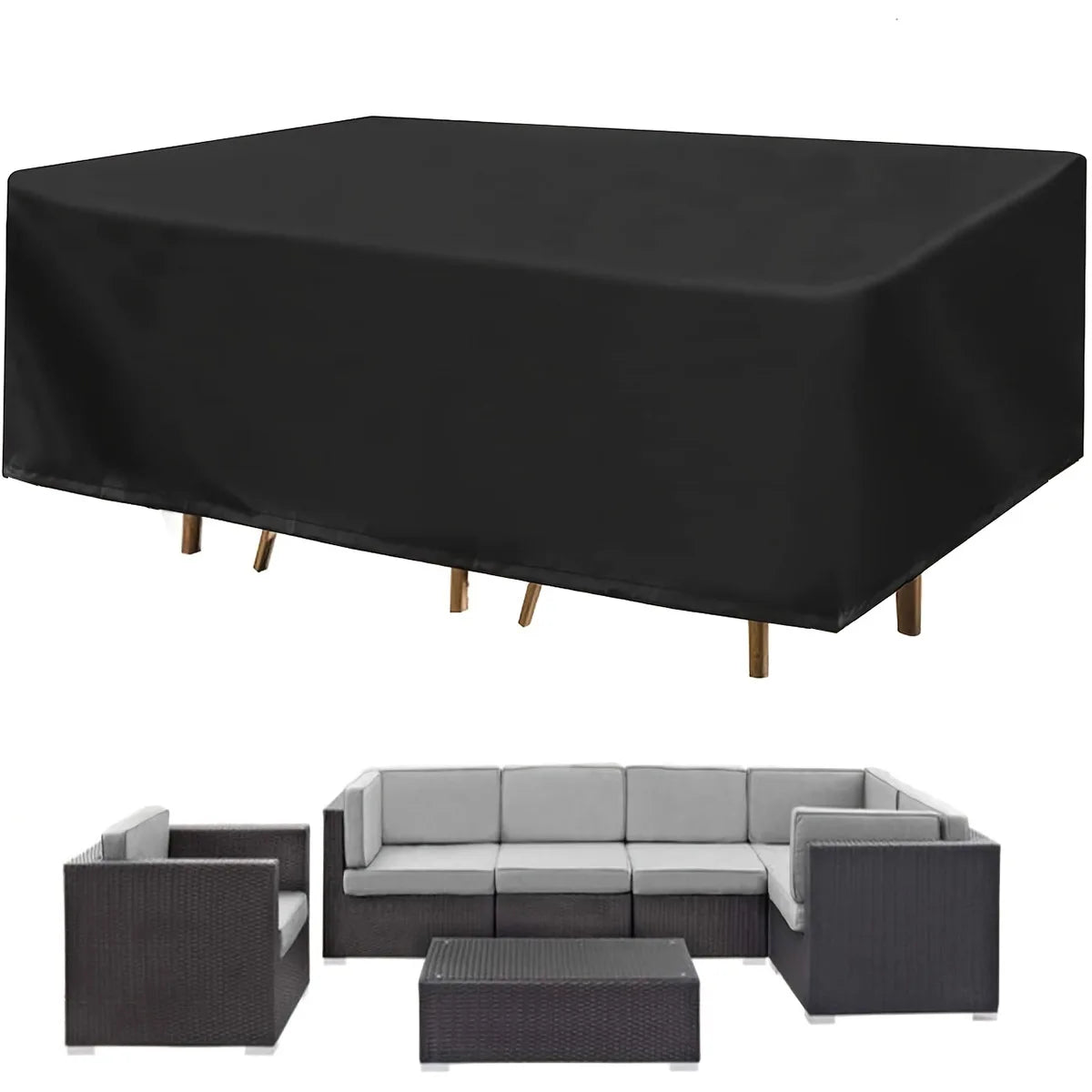 Multi-size Large Rectangular Table Cover Durable Garden Furniture Protective Cover UV Protection Suitable for Outdoor Use -…