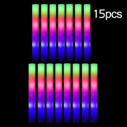 15/30Pcs LED Glow Sticks Bulk Colorful RGB Glow Foam Stick Cheer Tube Dark Light for Xmas Birthday Wedding Party Supplies -…