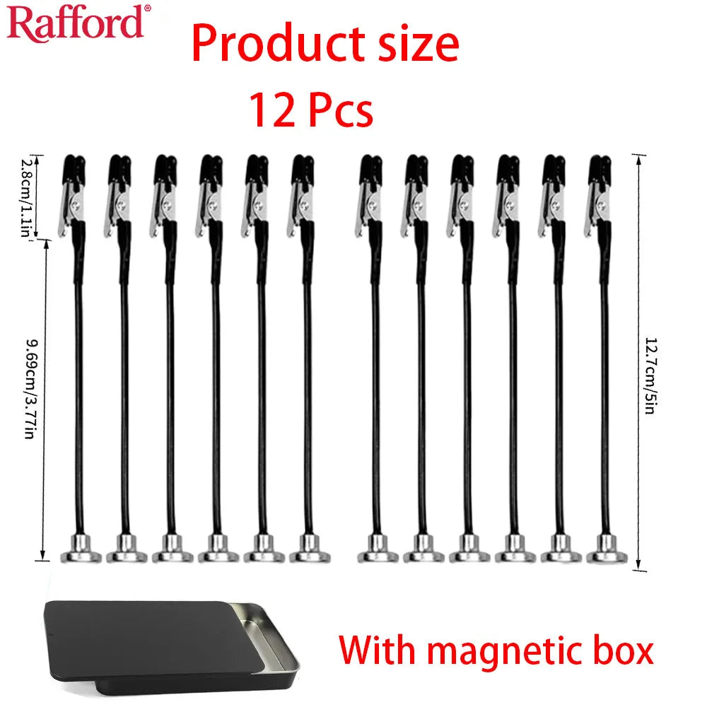 Rafford 12Pcs Bendable Model Painting Alligator Clip Sticks Rubber Tips + Metal Magnetic Base - for Airbrush, Hobby Model Pa…