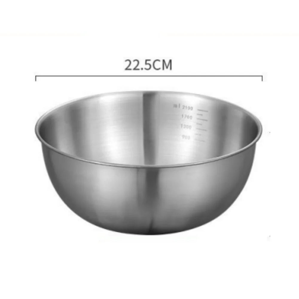 1-3 Stainless Steel Bowl Set with Scale for Cooking Baking Food Storage Large Capacity Mixing Bowls for Home Kitchen Essenti…