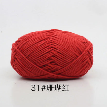 40-50g/Set 4ply Milk Cotton(80%) Knitting Yarn Needlework Dyed Lanas For Crochet Craft Sweater Hat Dolls At Low Price - imag…