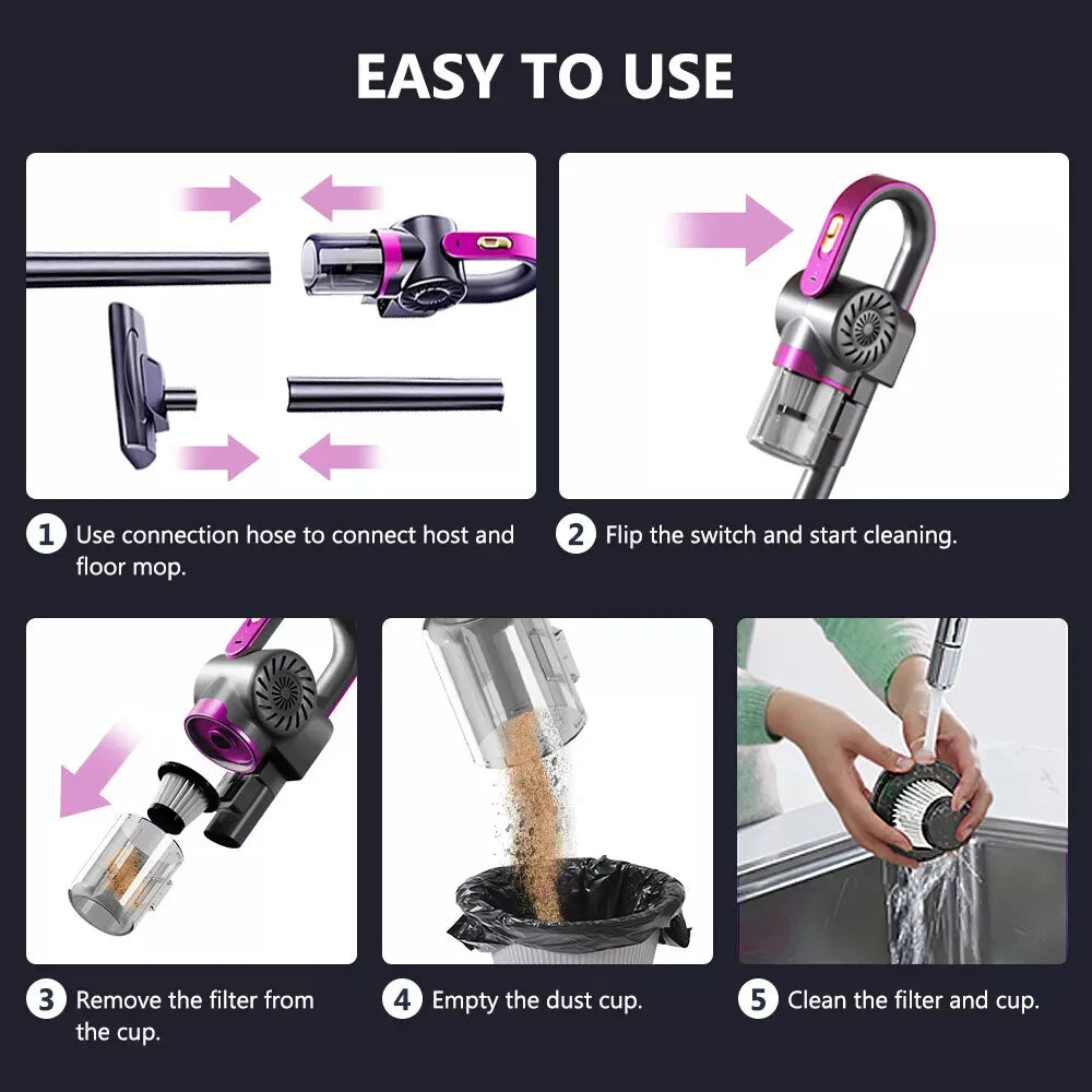 4 in 1 Cordless Stick Vacuum Cleaner Lightweight Handheld Vacuum for Carpet Hard Floor Pet Hair Home Stair Car Deep Cleaning…