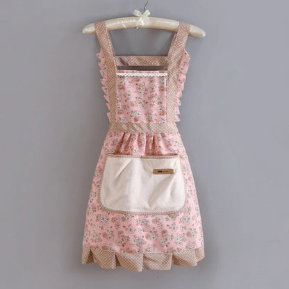 1 Piece For Women's Floral Home Apron With Pocket, Adjustable Apron For Kitchen, Cooking, Baking, Grilling, Chef's Apron - i…