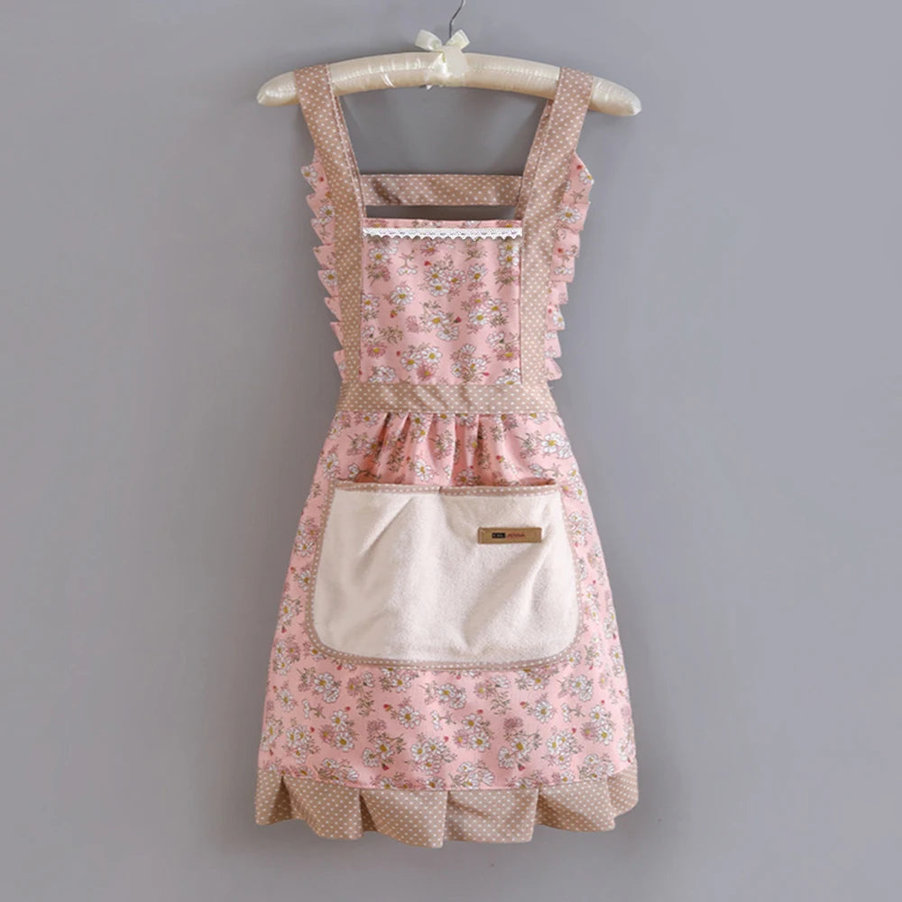 1 Piece For Women's Floral Home Apron With Pocket, Adjustable Apron For Kitchen, Cooking, Baking, Grilling, Chef's Apron - i…