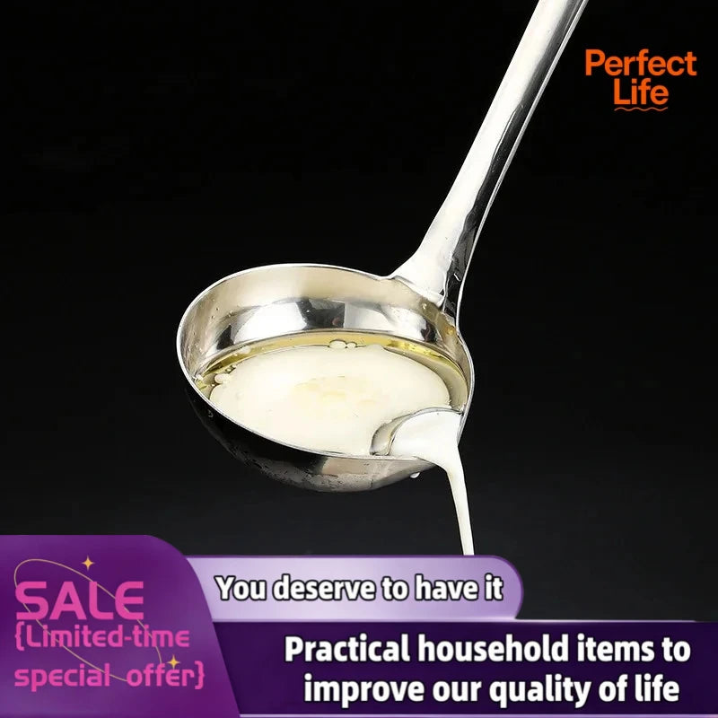1/2Pcs Stainless Steel Soup Fat Oil Separator Ladles Skimmer Spoon Soup Colander for Kitchen with Heat Insulation Anti-scald…