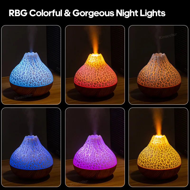 Volcano Air Humidifier 300ml Desktop USB Water Mist Diffuser Purifier Air Freshener Nebulizer with Colorful Ambient Night Li…