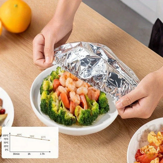 10/100pcs Aluminum Foil Cover Heat-Resistant Insulation Lid for Bowls Plates Keep Food Warm Fresh Kitchen Food Grade Cling W…