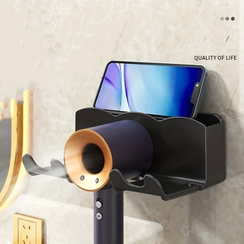 1pc Hair dryer storage rack, non perforated bathroom wall mounted bracket, bathroom air duct storage - image 6