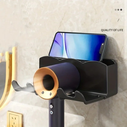 1pc Hair dryer storage rack, non perforated bathroom wall mounted bracket, bathroom air duct storage - image 6