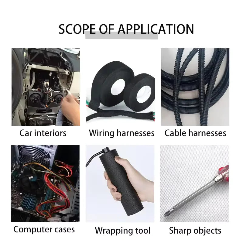 15 Meter Heat-resistant Flame Retardant Tape Coroplast Adhesive Cloth Tape For Car Cable Harness Wiring Loom Protection - im…