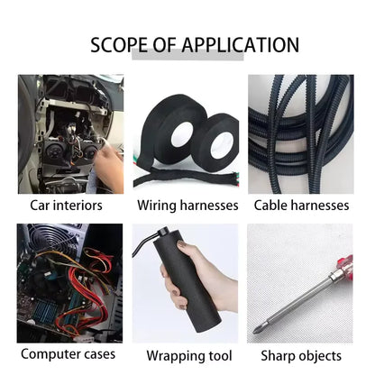15 Meter Heat-resistant Flame Retardant Tape Coroplast Adhesive Cloth Tape For Car Cable Harness Wiring Loom Protection - im…