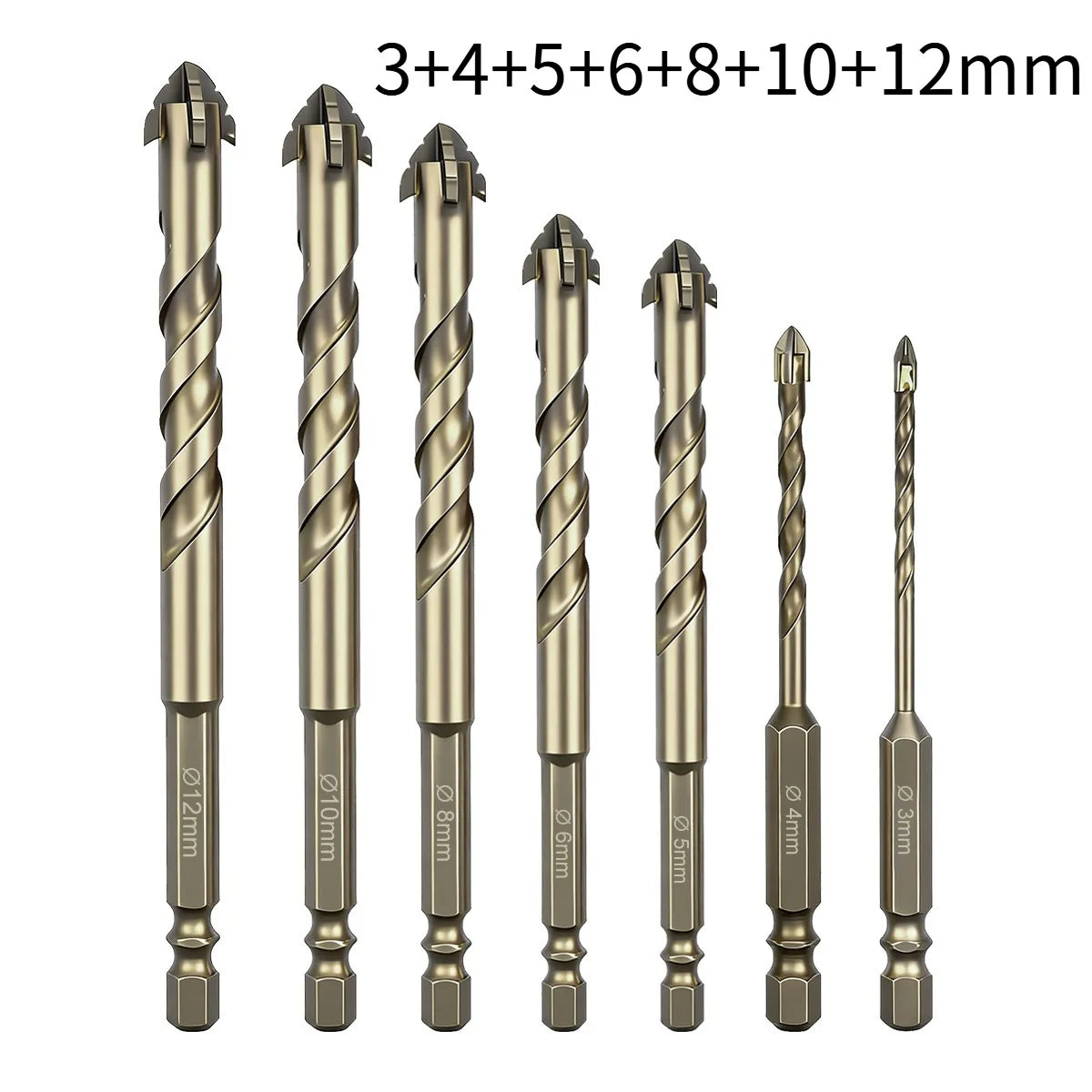 High-Four-Edged Serrated Eccentric Drill for Dry Drilling of Ceramic Tiles, Glass, Marble, Concrete, Stainless Steel Drill B…