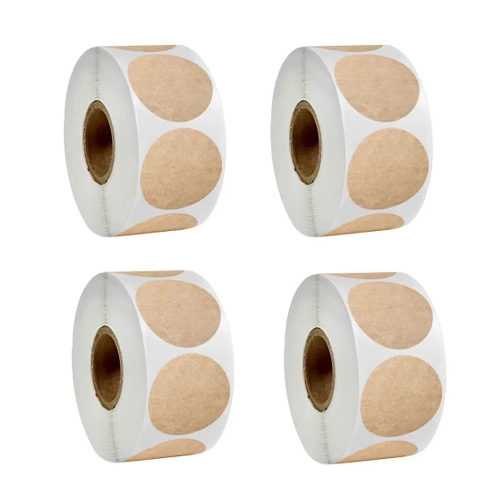500 pcs / 1 roll ，kraft round self-adhesive label paper items classification name stickers personalized labels - image 11