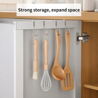 304 Stainless Steel Hook Free Punching Double S-Shape Hook Kitchen Bathroom Cabinet Door Back Type Coat Towel Storage Hanger…