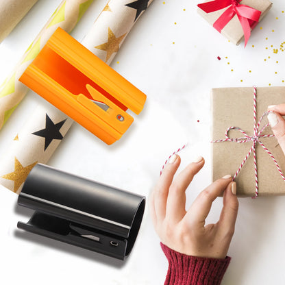 HORN Sliding Wrapping Paper Cutter - Easy-Glide Gift Wrap Trimmer for Christmas & Birthdays, Durable ABS，, Orange/Black - im…