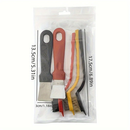 5-Piece Kitchen Cleaning Brush Set with Gas Stove Scraper and Wire Brush for Oil and Dirt Removal on Range Hood and Cooktops…