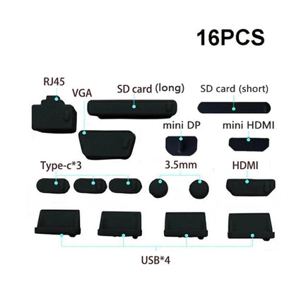 16Pcs/set Universal Anti Dustproof Notebook Port Plug Silicone Protector USB Elastic Laptop Computer Cover Stopper - image 3