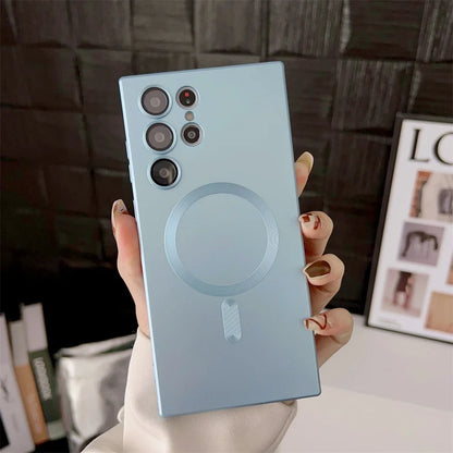 Luxury Matte Magnetic Case for Samsung S25 S24 S23 S22 Ultra S21 S20 Plus Capa for Samsung Note 20 Ultra Magsafe Phone Cover…