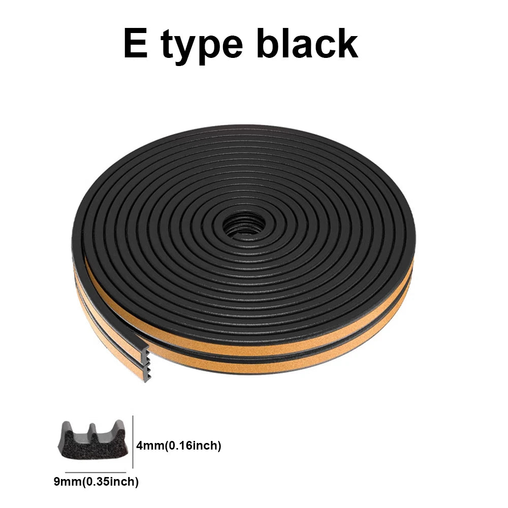 5m/10m Door Seal Strip Diep Self-adhesive Draft Stopper Tape Window Weather Stripping Insulation Noise Rubber Sealing Strip…