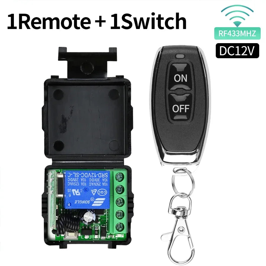 10A Relay Receiver Mini Module Remote Control f 433Mhz Universal Gate Remote Control Switch DC 12V or Gate LED Garage Door -…