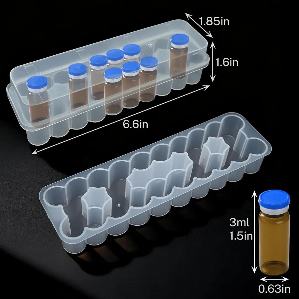New 3/5/7/10mL 2/10/24-Slot Vial Storage Case Stackable Plastic Microtube Storage Box Clear Freezer Tube Box Diabetic Suppli…