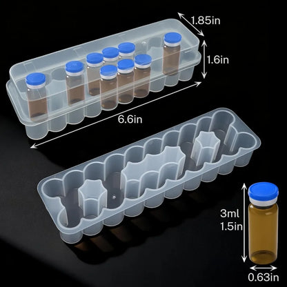 New 3/5/7/10mL 2/10/24-Slot Vial Storage Case Stackable Plastic Microtube Storage Box Clear Freezer Tube Box Diabetic Suppli…