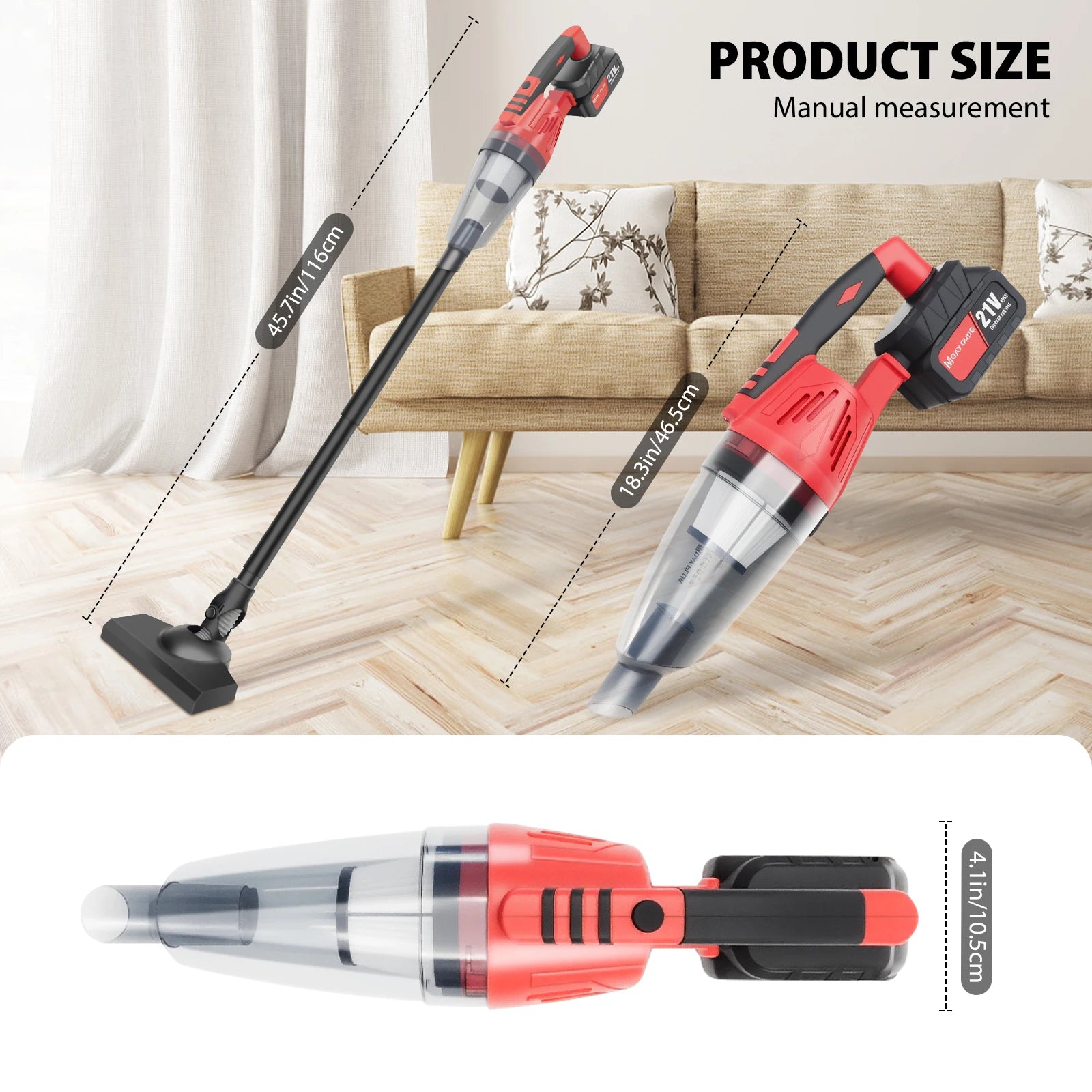 Cordless Vacuum Cleaner, 55KPA Lightweight Vacuum Cleaners for Home with Rechargeable 2200 mAh Battery, Handheld Vacuum for…