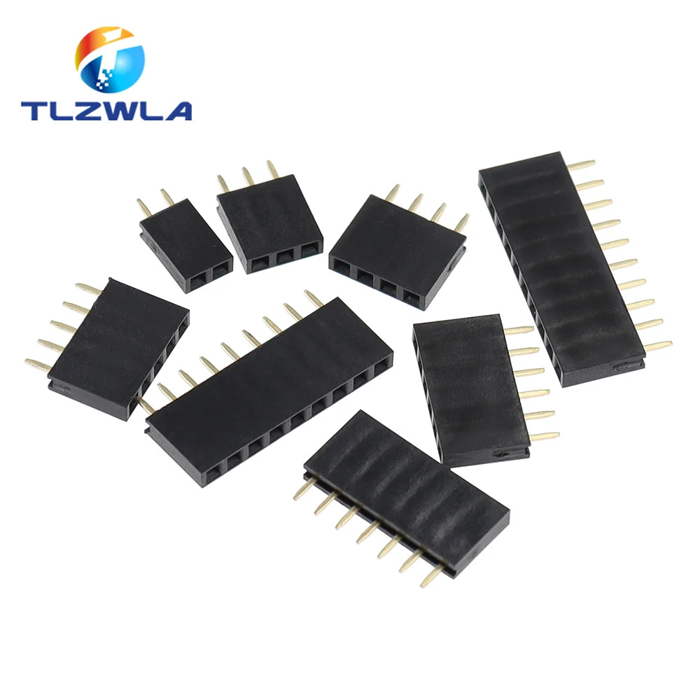 10PCS Single Row Pin Female Header Socket Pitch 2.54mm 1*2p 3p 4p 5p 6p 7p 8p 9p 10p 12p 14p 16p 18p 20p 22p 40p Pin Connect…