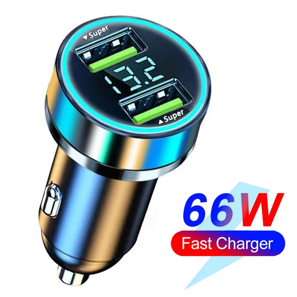 250W PD Car Charger QC3.0 Fast Charge two to Six Port Car Cigarette Lighter Plug Car Charger Flash Charge with Digital Displ…
