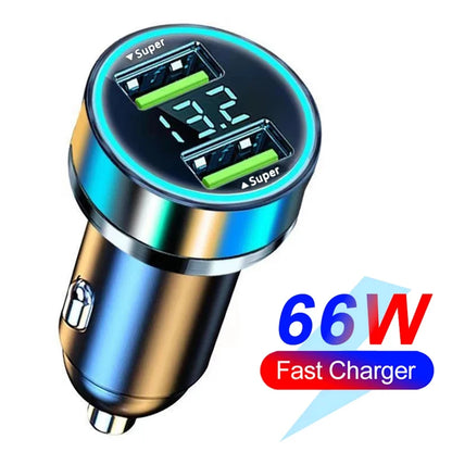 250W PD Car Charger QC3.0 Fast Charge two to Six Port Car Cigarette Lighter Plug Car Charger Flash Charge with Digital Displ…