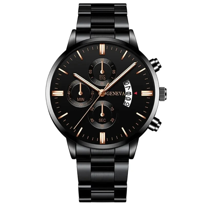 Fashion Men Stainless Steel Watch Luxury Calendar Quartz Wrist Watch Mens Business Watches for Man Clock Montre Homme - imag…