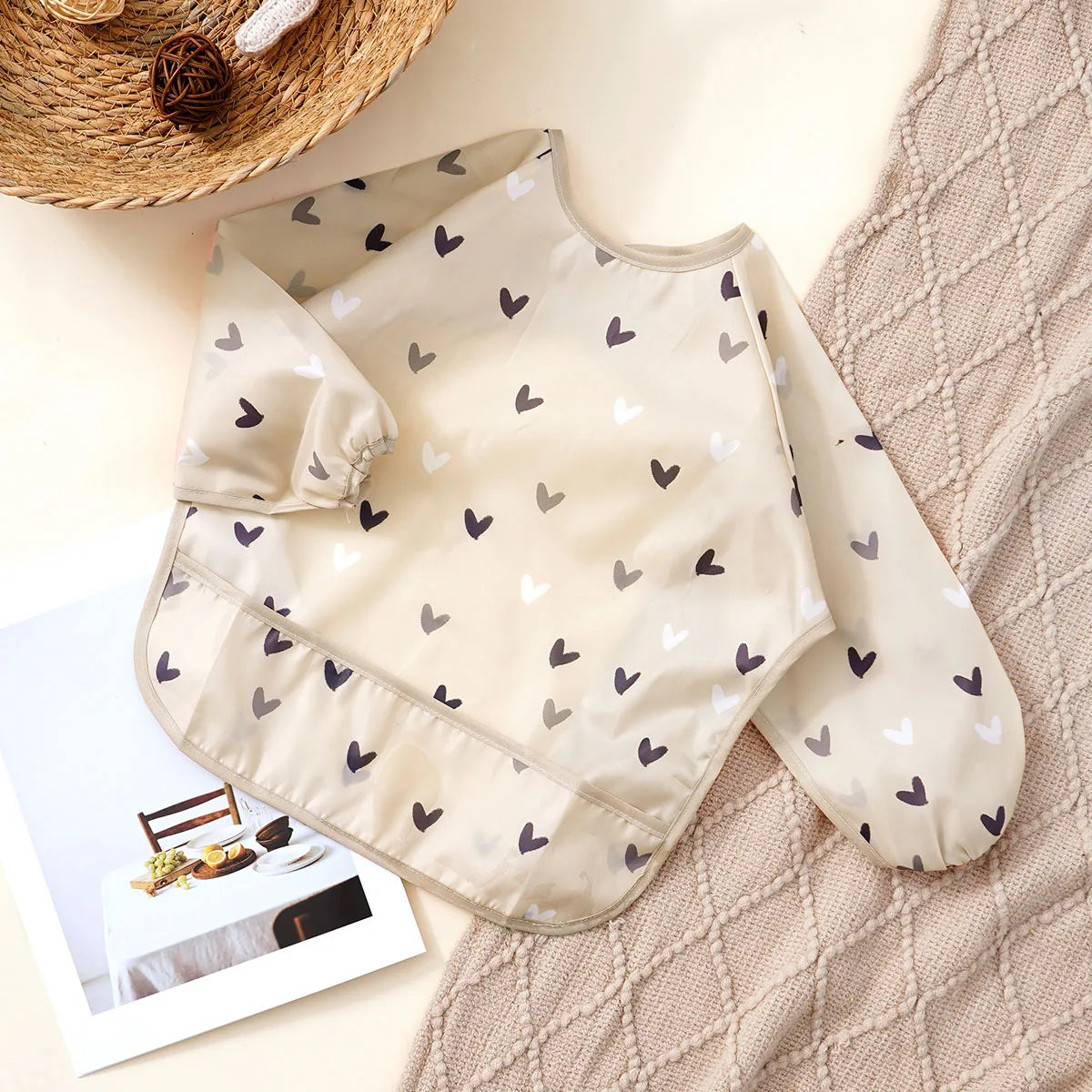 Elinfant 1PC Long Sleeve Bibs, Waterproof Feeding Bibs,Washable Burp Cloth,Coveralls Bibs,Easy To Clean,Wash-Free Eating Bib…