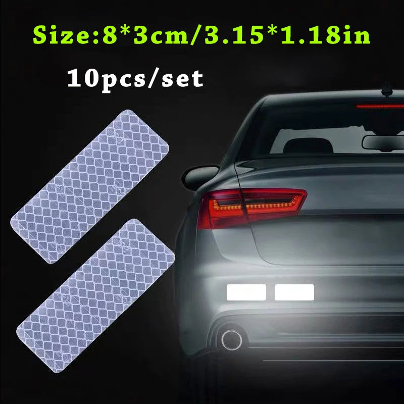 10pcs/set Car Bumper Reflective Safety Strip Stickers Car Reflective Sticker Reflective Warning Safety Tape - image 6